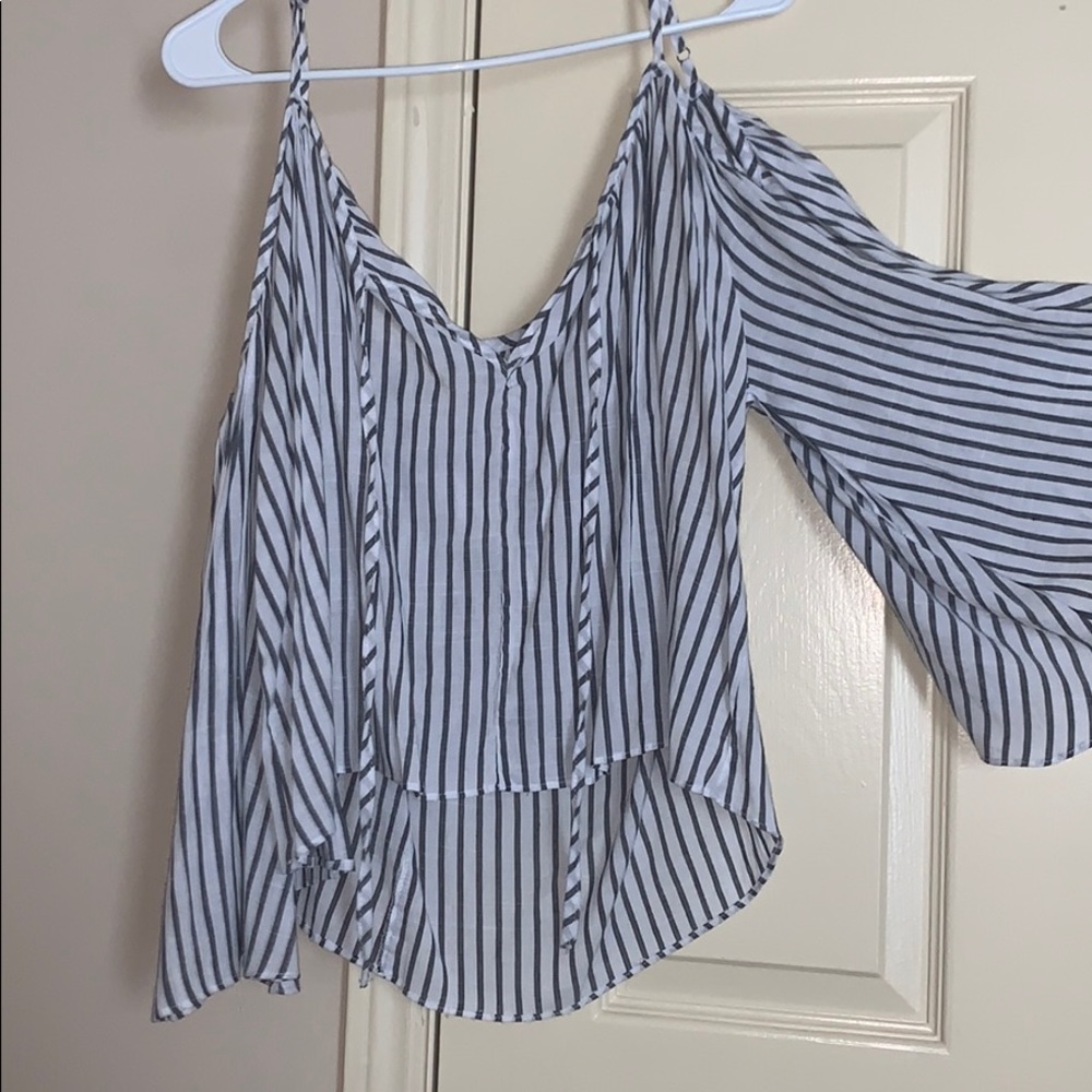 Grey and white striped shirt